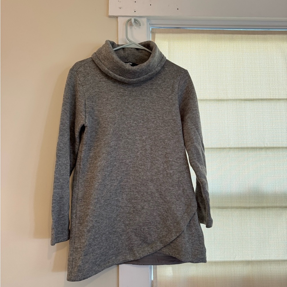 Lands' End Heather Gray Cowl Neck Sweater